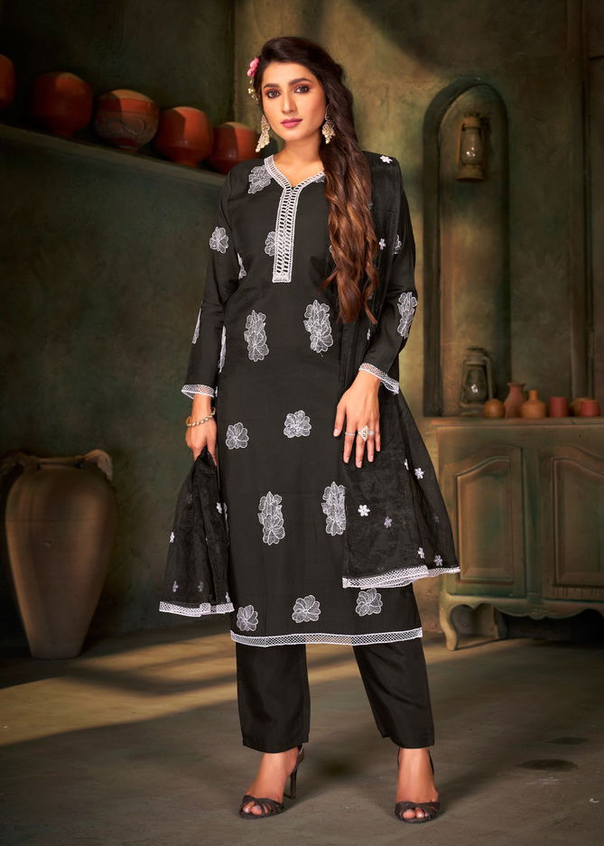 Peri Peri By Banwery Russian Silk Lakhnavi work Kurti With Bottom Dupatta Wholesale Online